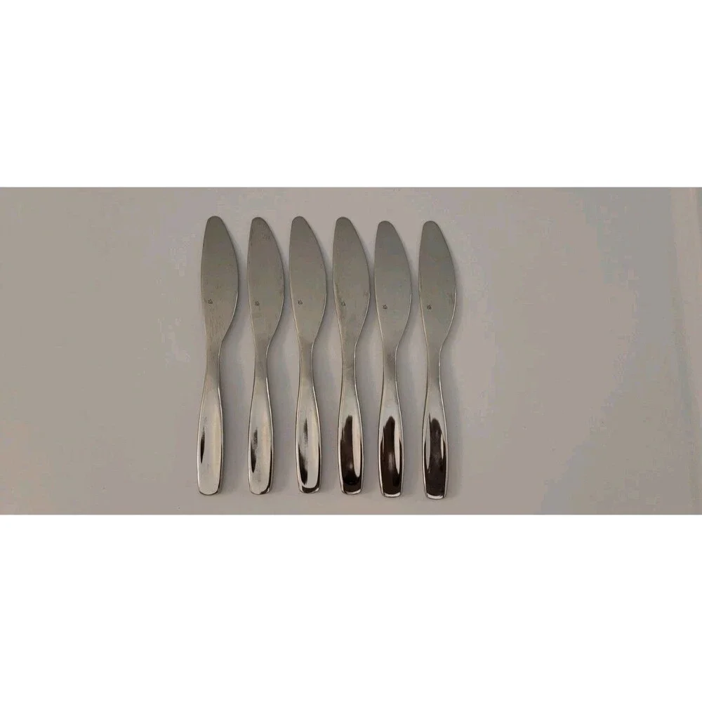 Gourmet Settings GS Chelsea Glossy Stainless Steel Butter Knife Set of 6- 6 1/2
